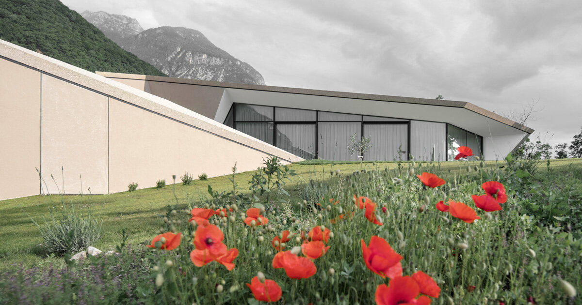 peter pichler's folded concrete villa is designed for a vineyard