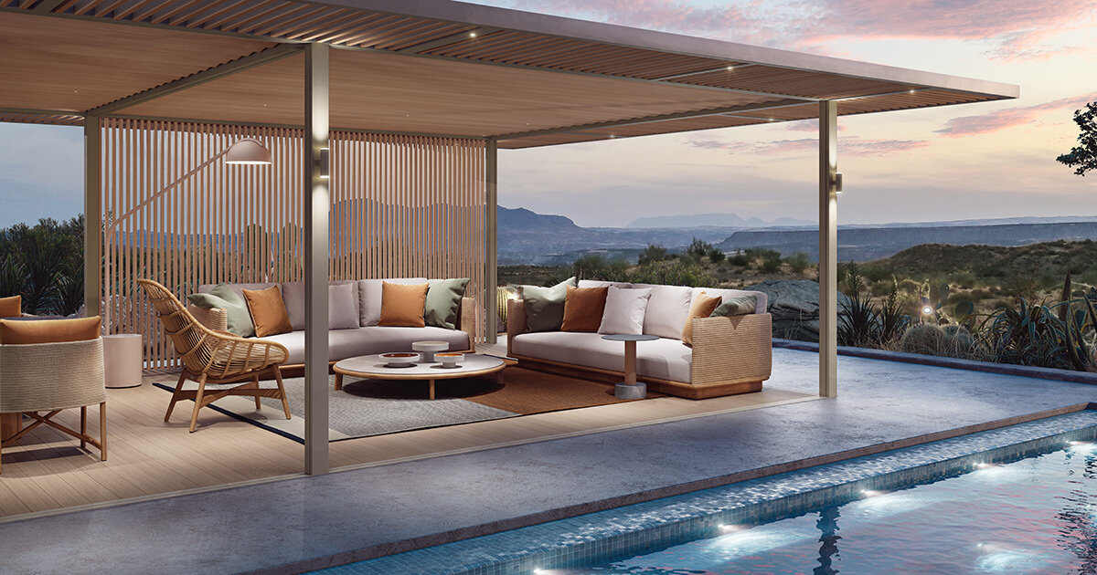 kettal takes the lounge coziness outdoors with freeflowing pavilion H