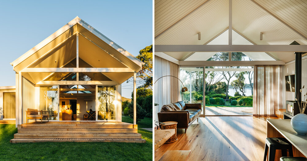 ancher architecture reinterprets traditional cottages of bicheno, tasmania