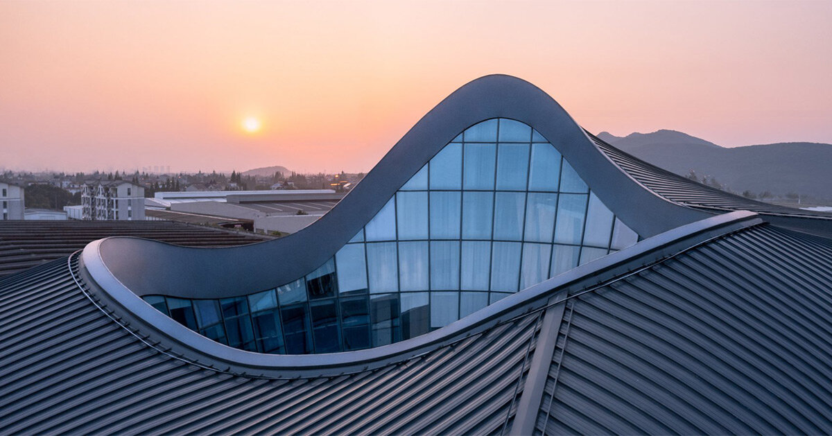 CROX designs mountain-shaped ceramic tile company building in china