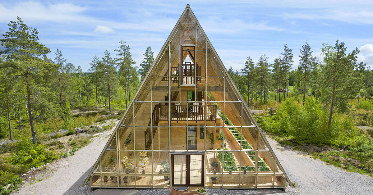 naturvillan is a selfsufficient, offgrid Aframe greenhouse home in