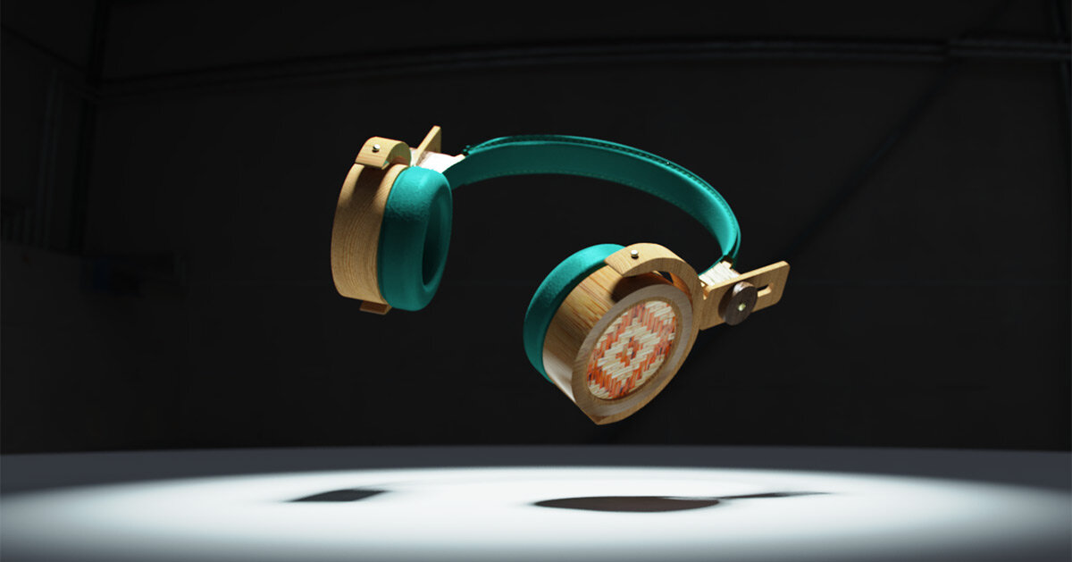 this bamboo headphones concept merges traditional indian