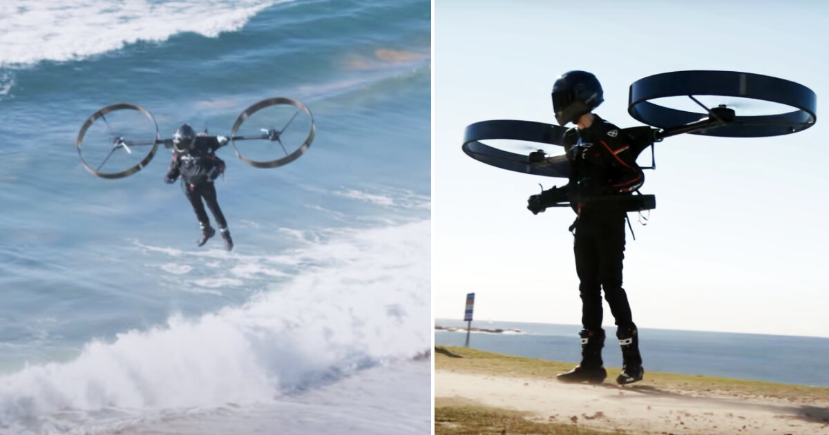 lightweight & electric backpack helicopter ‘copterpack’ flies with self