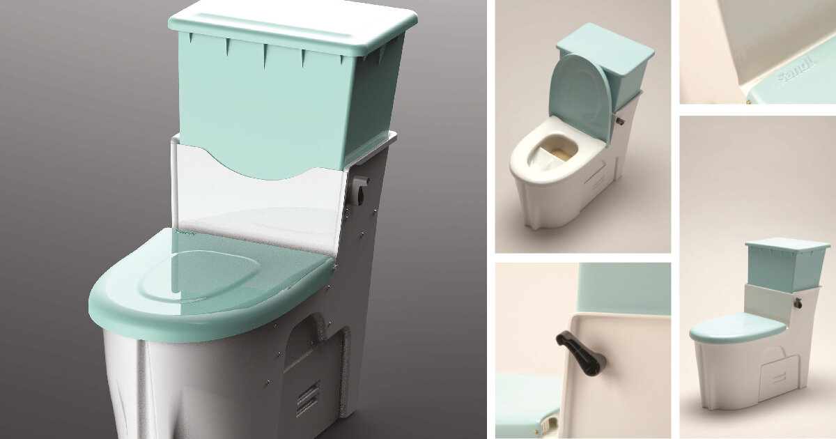 lowcost toilet ‘sandi’ flushes using sand for a waterless restroom