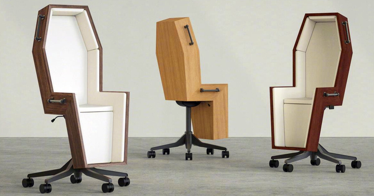 coffin-shaped office chair design wants workers to sit there, forever