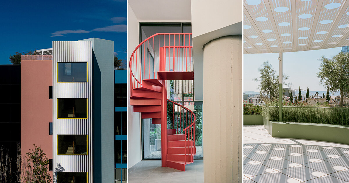 neiheiser argyros revives old office building as multicolored blocks