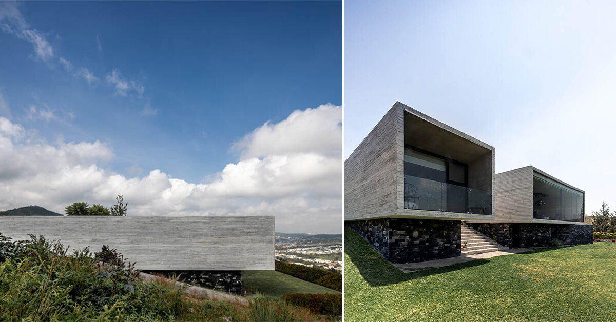 jaime juárez shapes 'casa becker' as two concrete blocks reaching for the mexican horizon