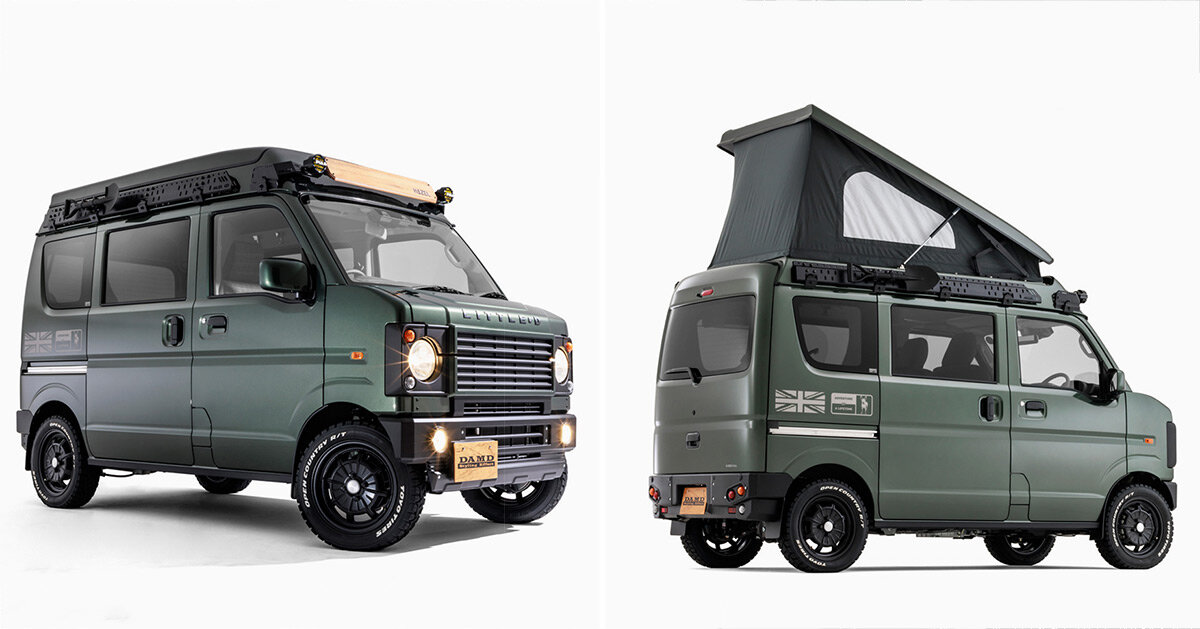 unveiled at 2023 tokyo auto salon, damd’s kit converts suzuki minivan into defender-style camper