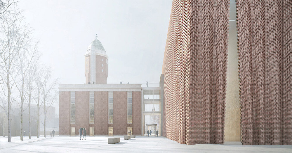 luca poian forms’ museum for oulu, finland is draped in a pleated brick facade