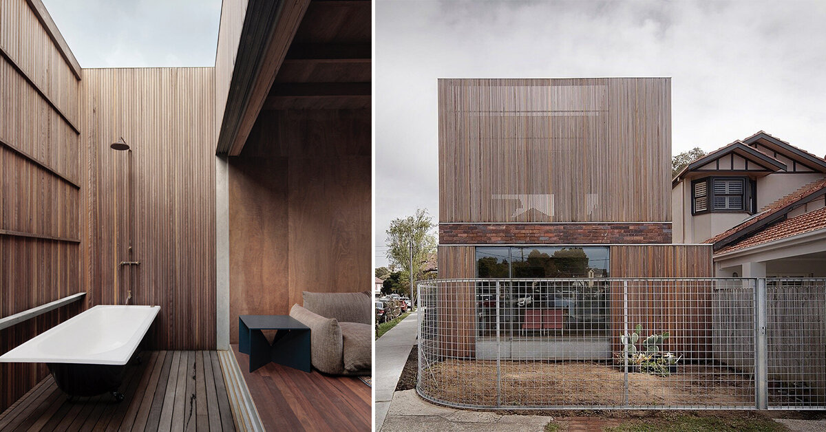 filigree-like timber screens envelop ‘north bondi house’ in australia