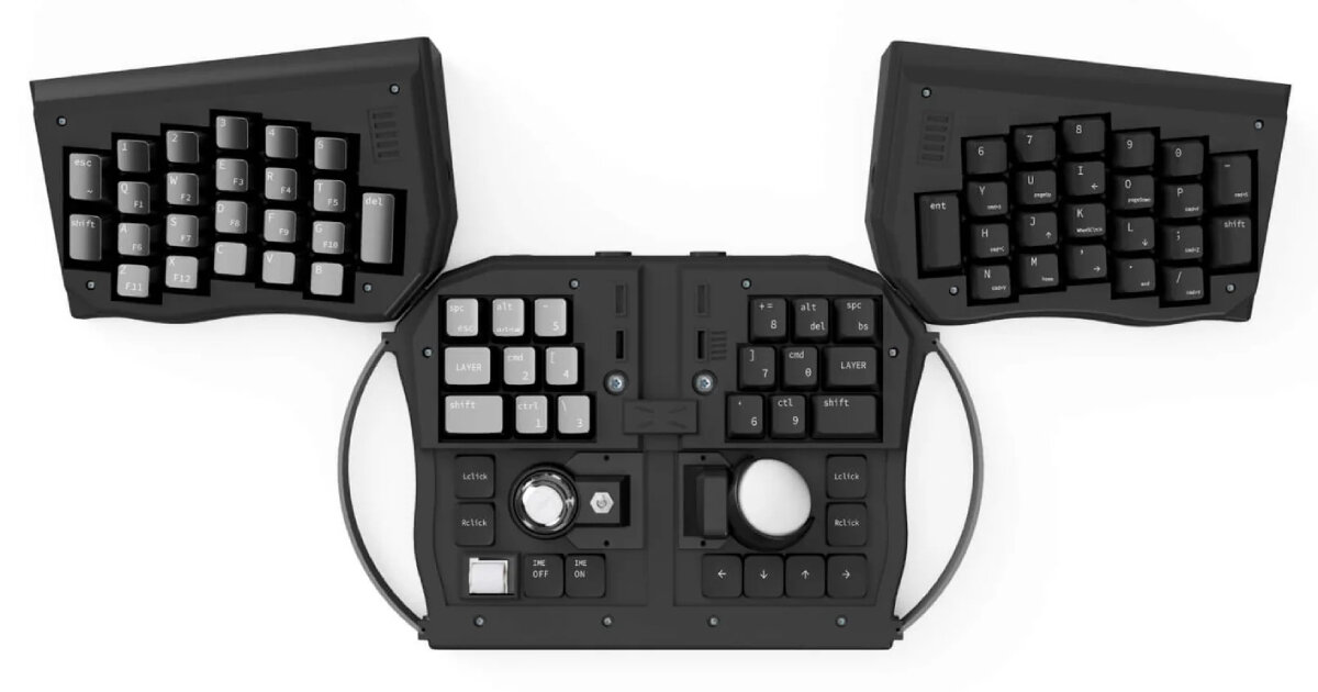 transformable winged keyboard 'grabshell' folds into a gameready