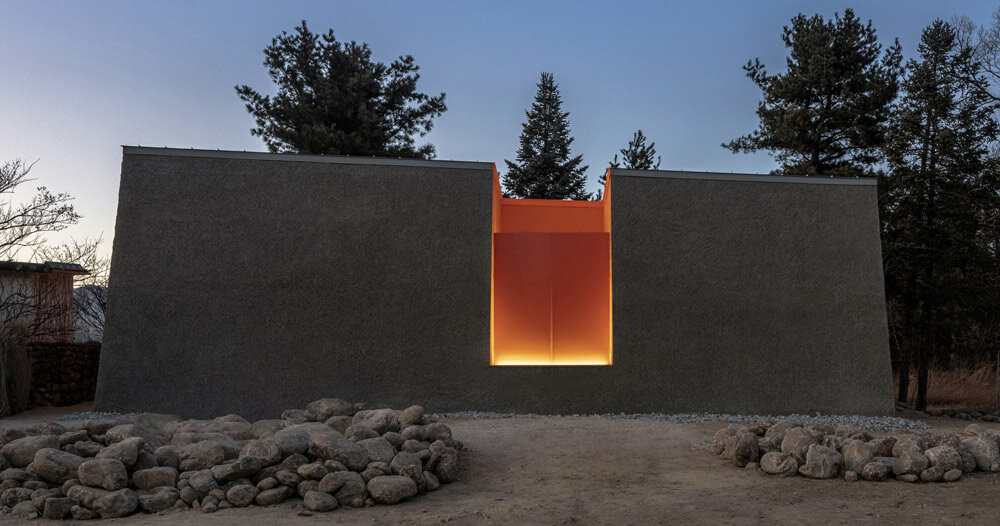 Doldam Rocks one-aftr sculpts monolithic 'doldam' house in south korean forest