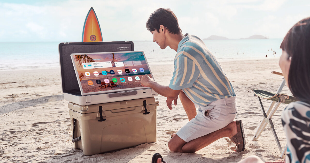 LG puts rotating TV in suitcase so travelers can play movies, games