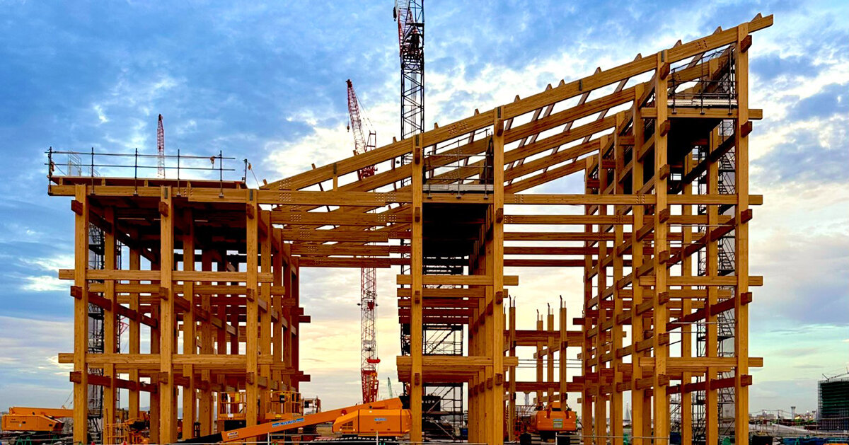 sou fujimoto's wooden ring roof for expo 2025 osaka is underway