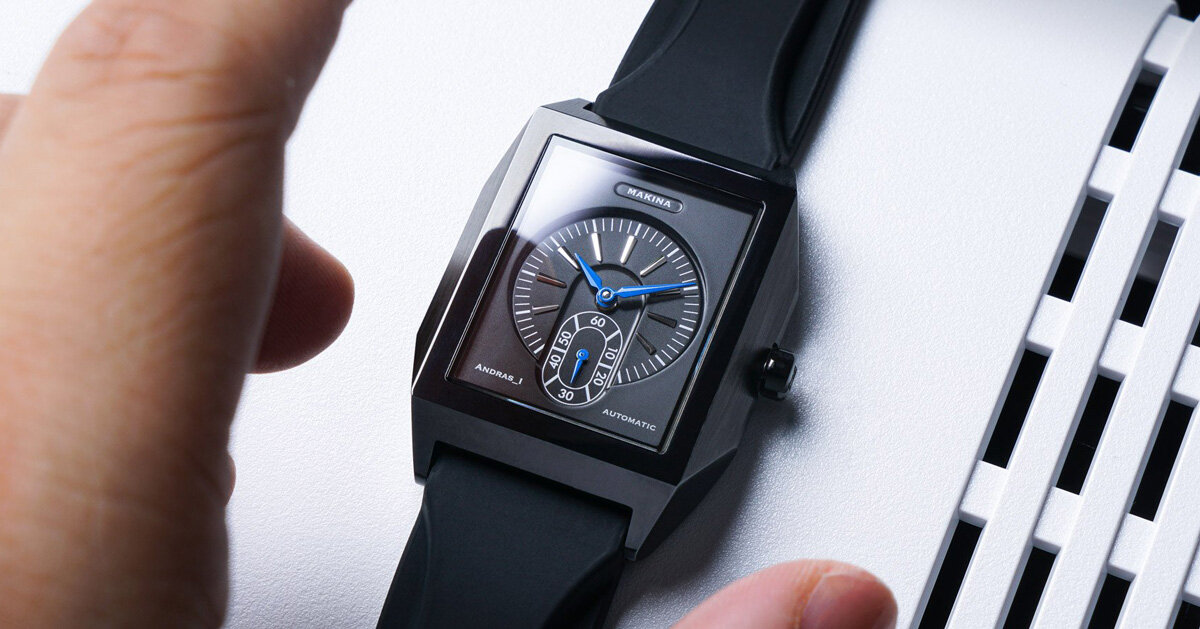 makina crafts an angular, contemporary interpretation of three-handed art deco watches