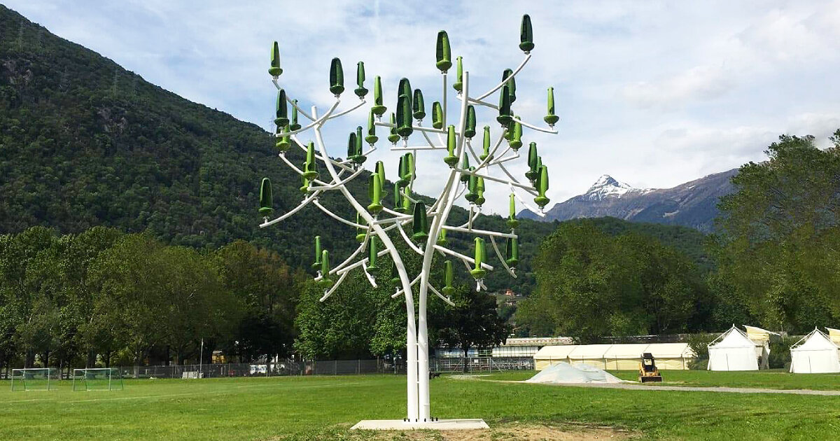 aeroleaf hybrid’s tree-shaped wind turbine contains photo voltaic panels for twin vitality manufacturing