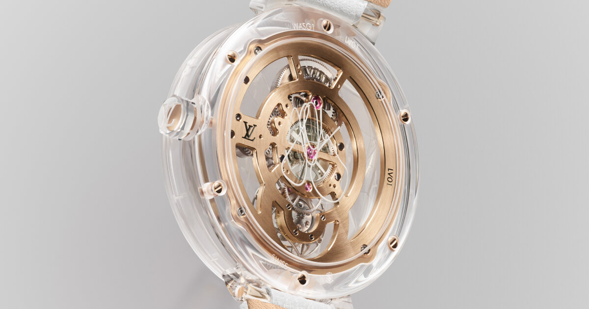 louis vuitton presents frank gehry’s first-ever flying tourbillon watch sculpted from sapphire