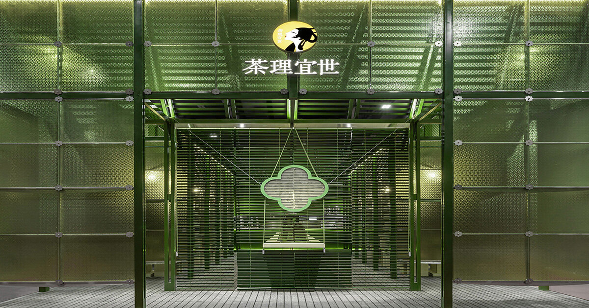 dynamic green louvers define transformative tea concept store in china - Vimarsana News