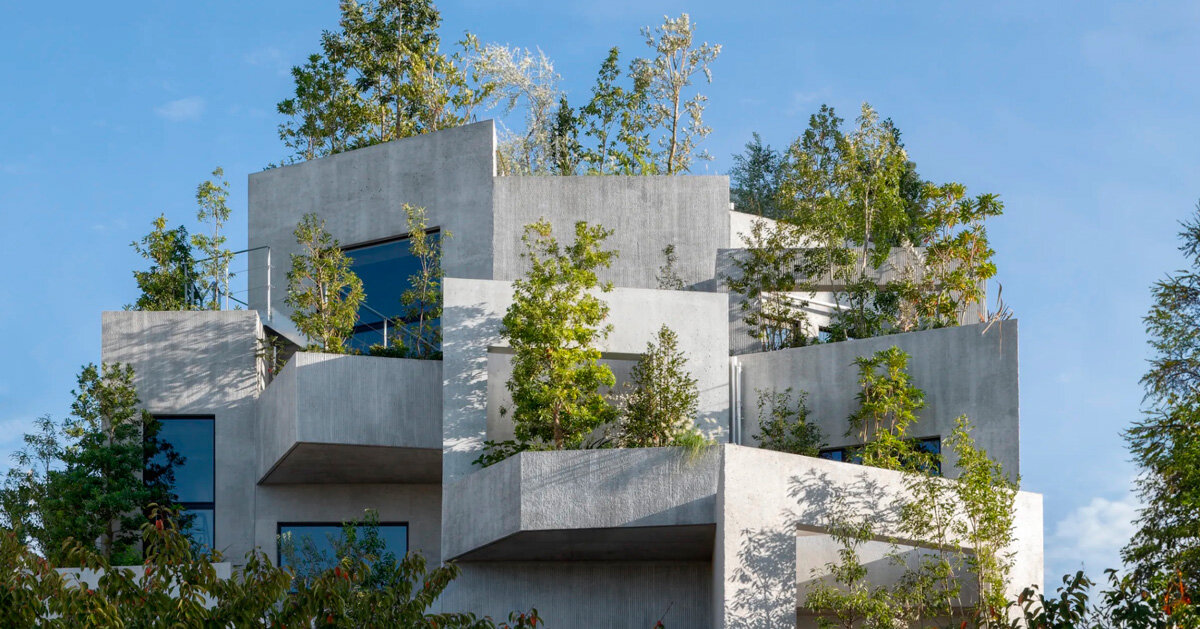 ｕｎｋｏ（閣下） verdant tiered terraces envelop NOT A HOTEL's facade in fukuoka