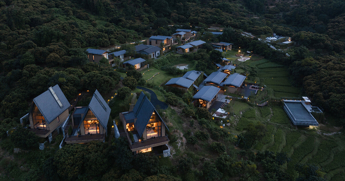 chinese resort by line+ embraces mountain rhythms with varied rooflines