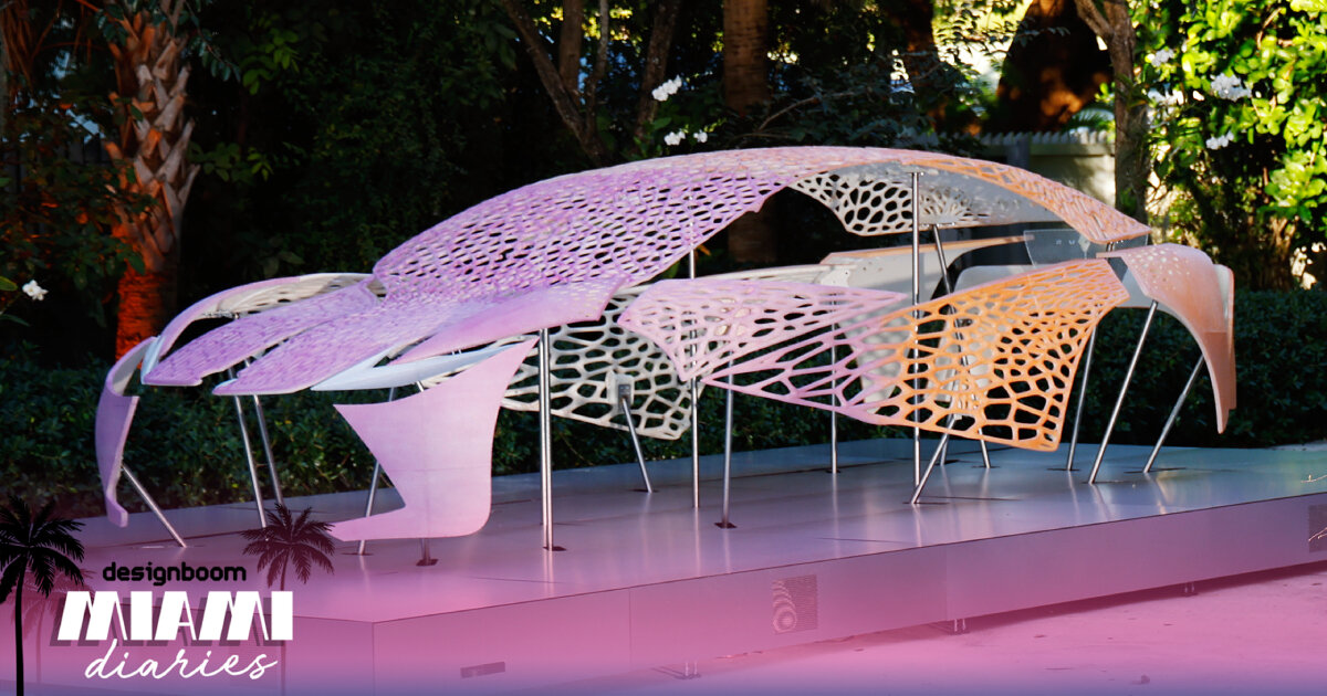 crafting plastics 3D prints lexus car as bio-based installation in