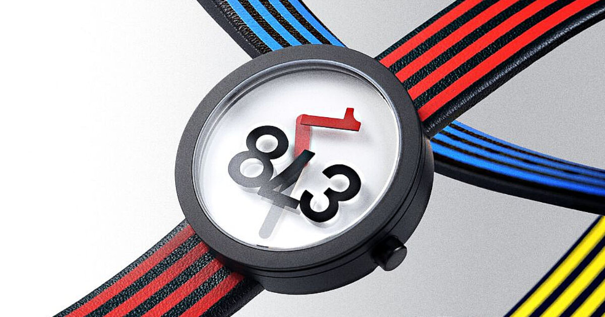 the trio of time and hey studio create watch with floating numbers inside its oil-filled display