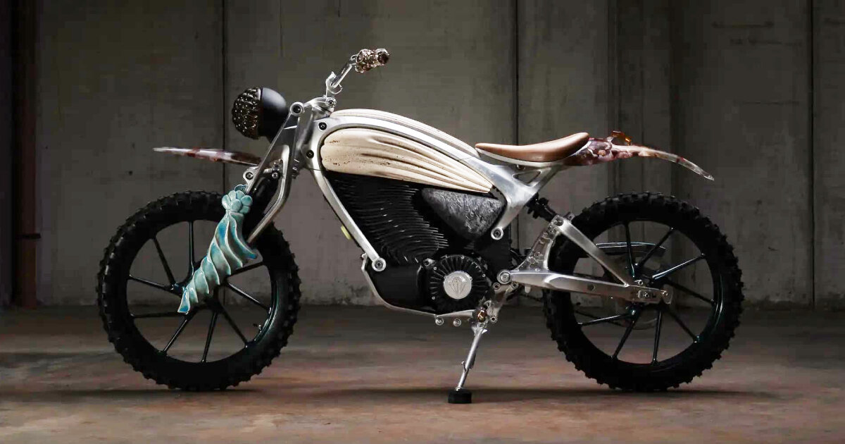 royal enfield's flying flea produces art motorbike with limestone