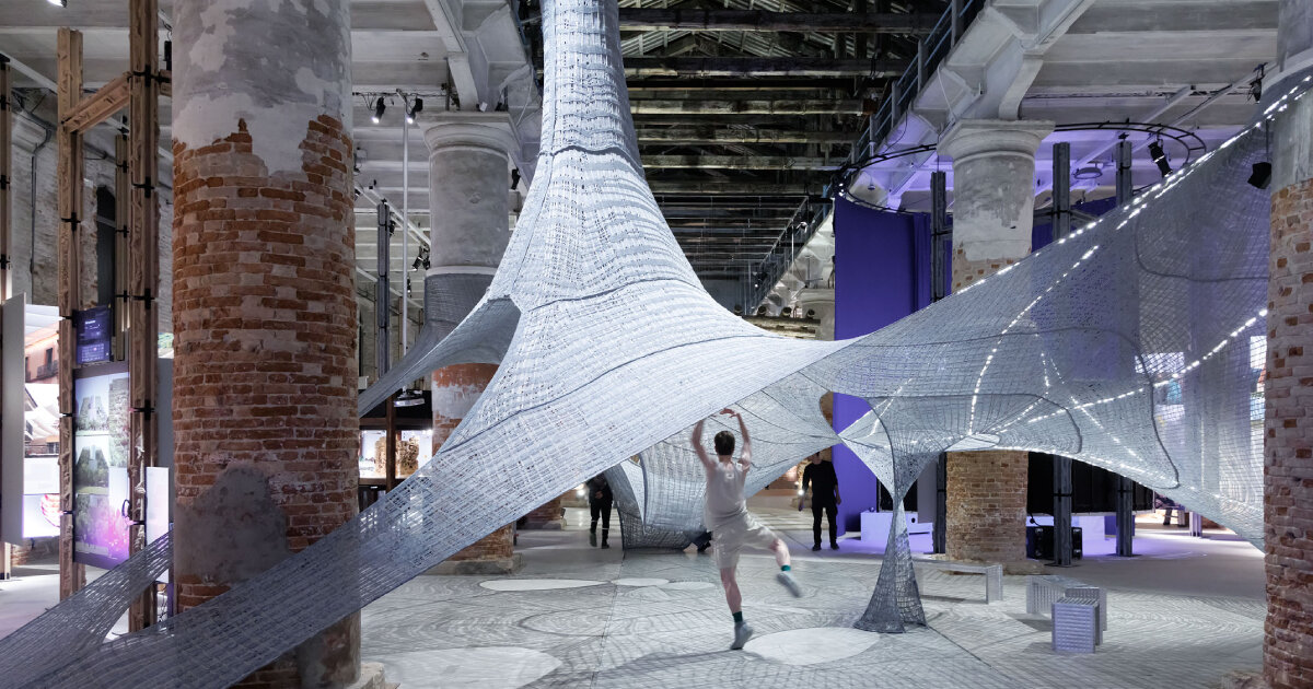 SO - IL suspends an installation of 3D knitted natural fibers at arsenale for venice biennale