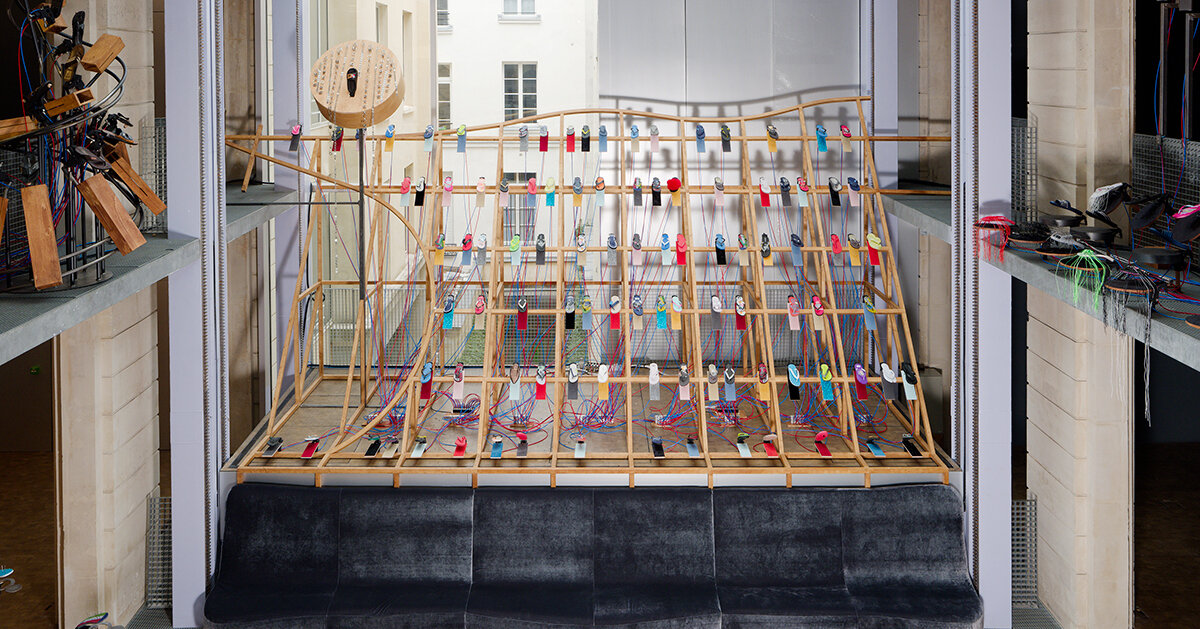 watch: collective orchestra of 201 flip-flops beats at meriem bennani's paris installation