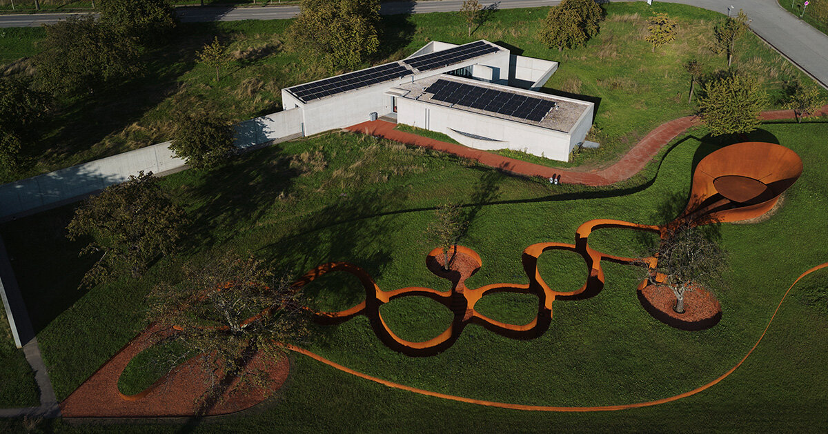 balkrishna doshi’s final project unfolds in spiraling steel forms on the vitra campus, germany