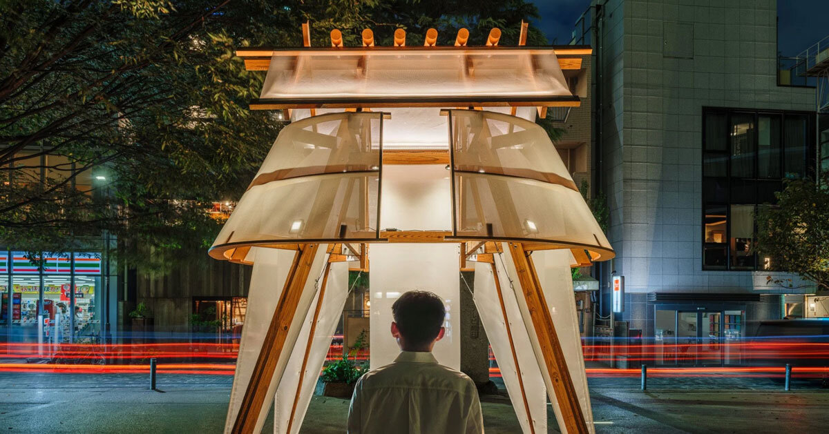 rhythmic layering of wood and fabric weaves sail-inspired installation by cheng tsung feng