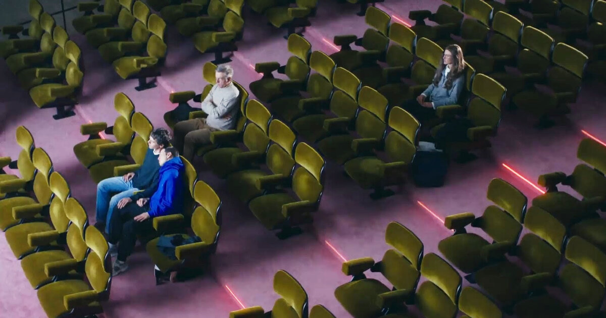 elmgreen & dragset craft hyperrealistic cinemagoer sculptures in immersive prada installation