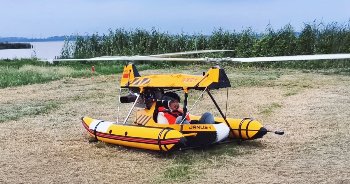 foldable flying suitcase can take off as one-seater VTOL aircraft and land on water as boat