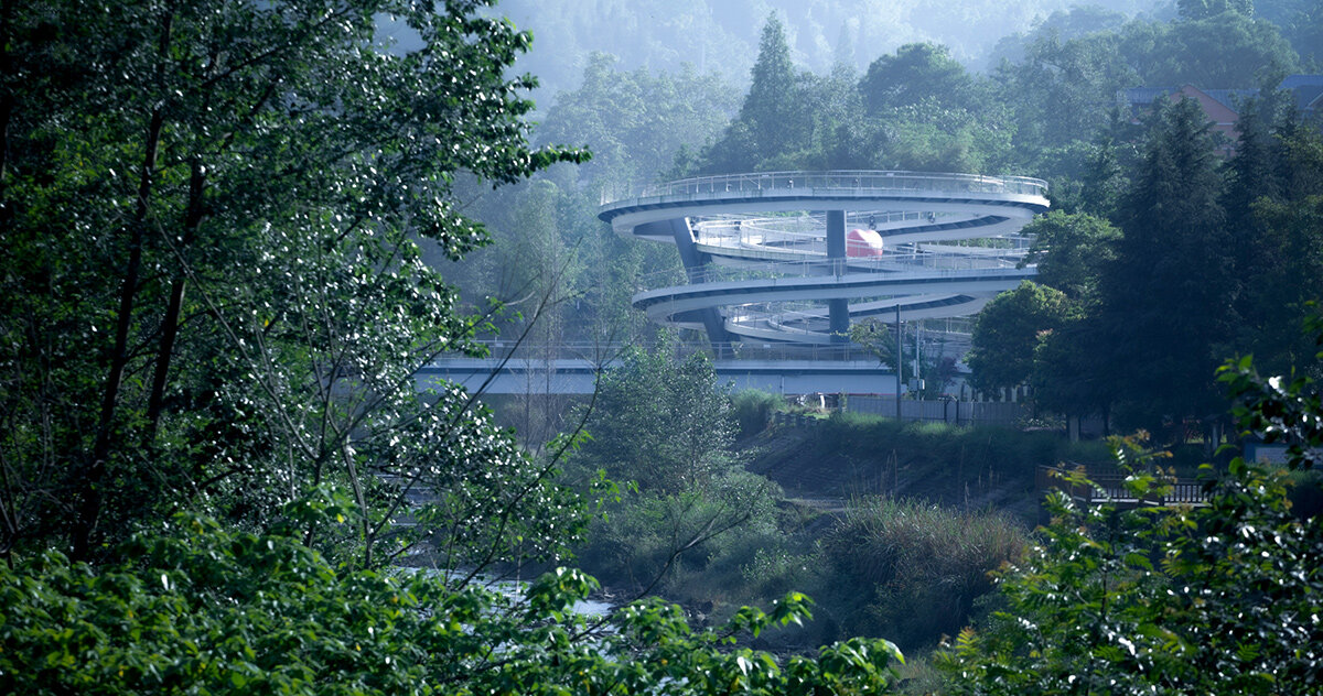 ZZHK architects sculpts spiraling 'G clef bridge' with musical inspirations in chengdu
