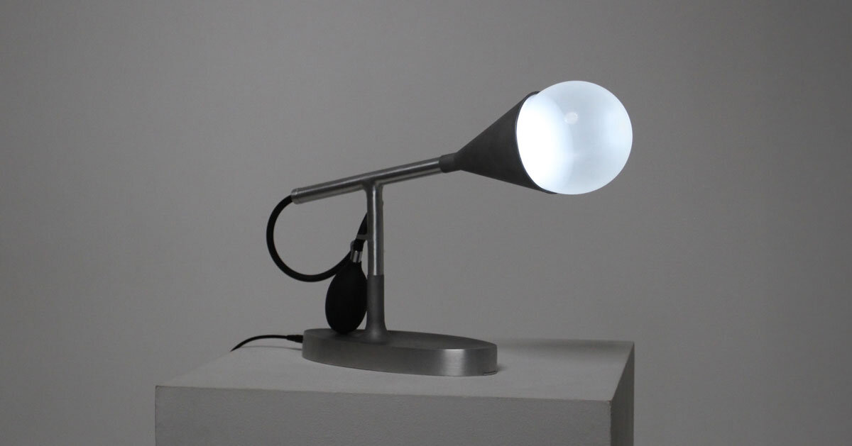 interactive lighting series uses air pressure to activate inflating lamp structures