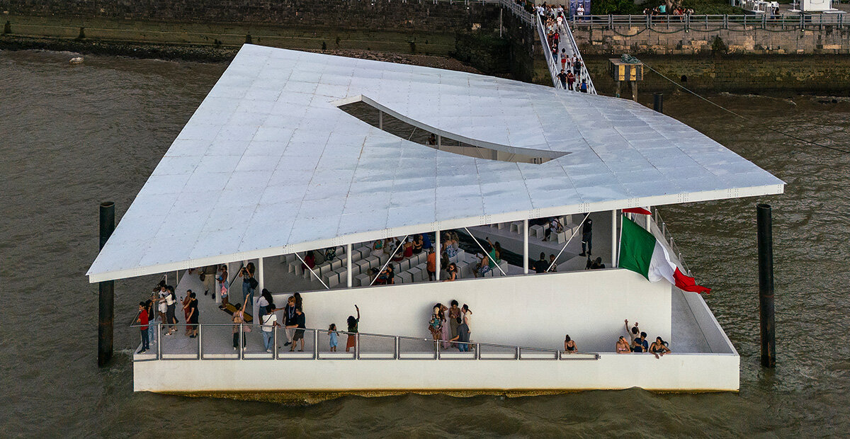 carlo ratti and howeler + yoon's floating aquapraca drifts from venice to belem for COP30