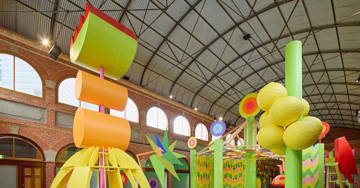 morag myerscough brings bold-colored spatial installation 'chasing sunbeams' to australia