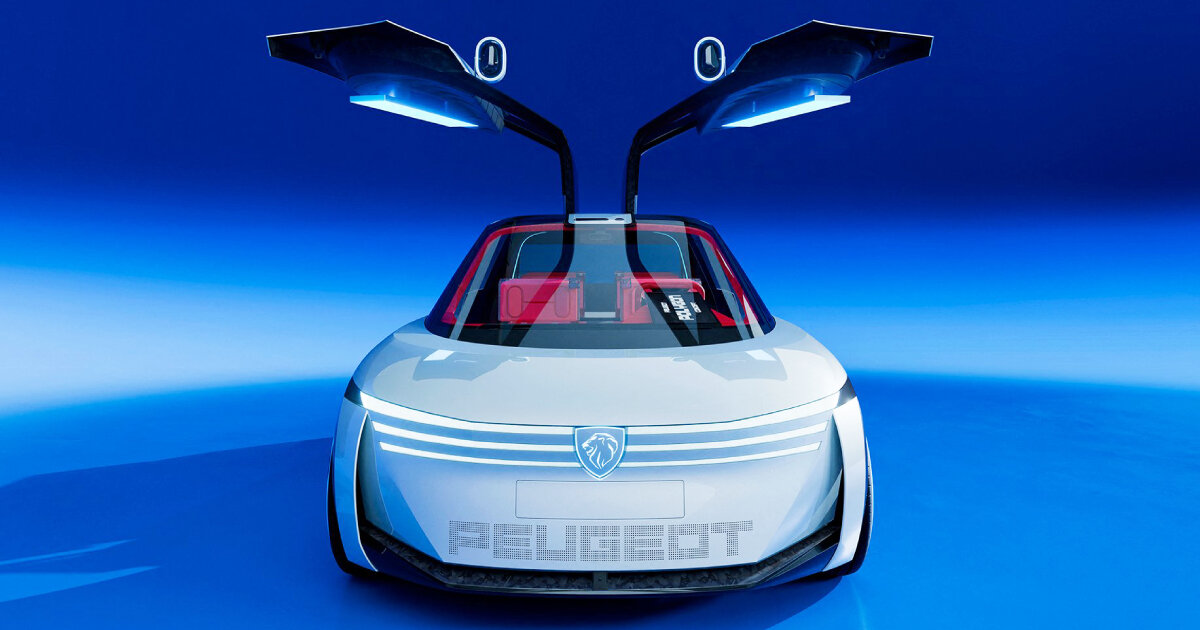 compact polygon-shaped car lights up with animated micro LED screens at front and back