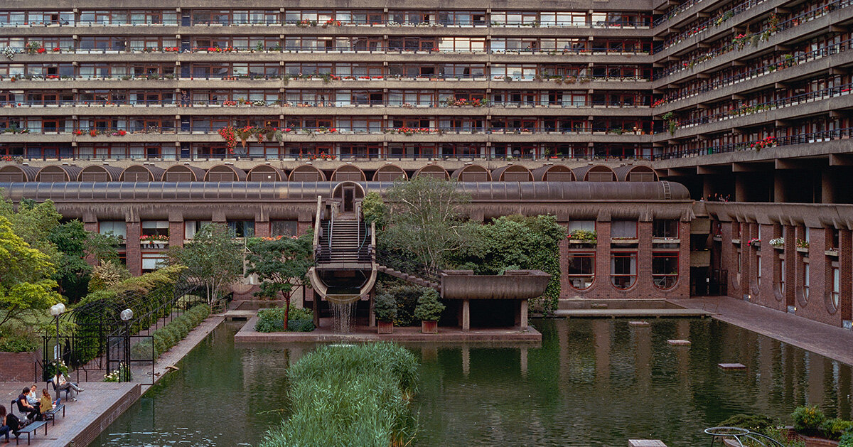 concrete towers, water gardens and elevated paths: the barbican through david altrath's lens