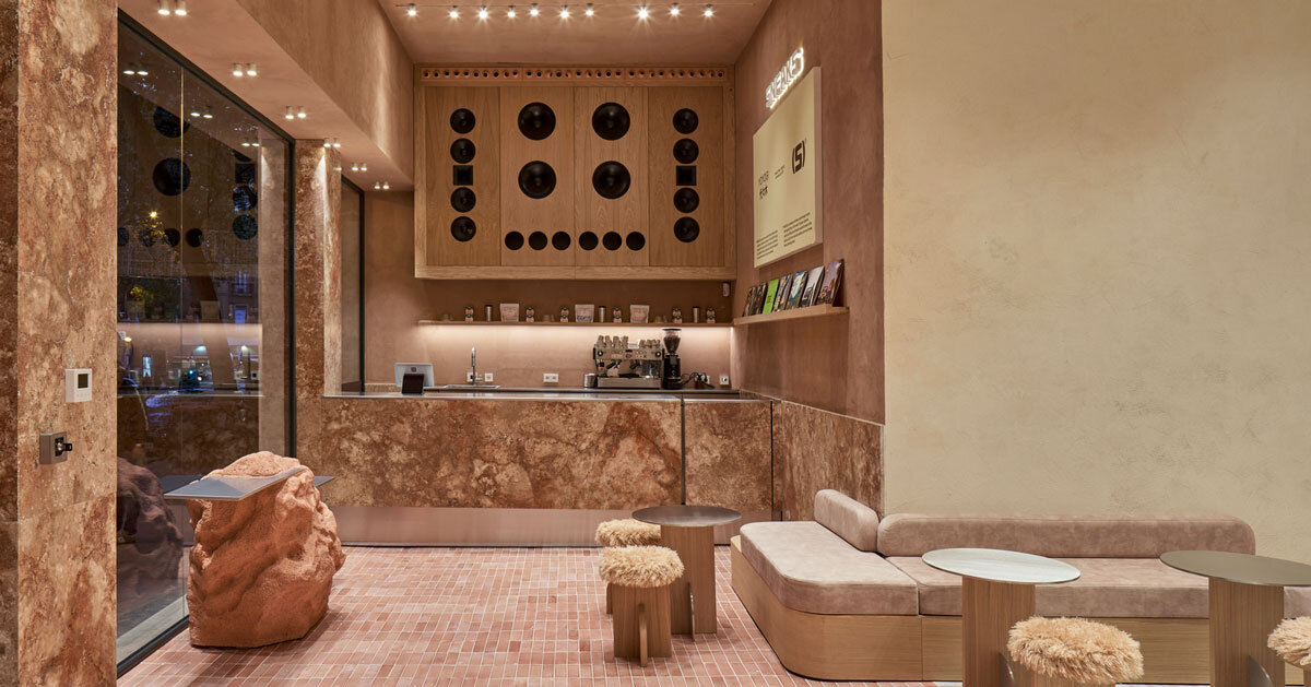 el departamento’s pink marble-clad HOFF flagship reinterprets madrid historic boulevard