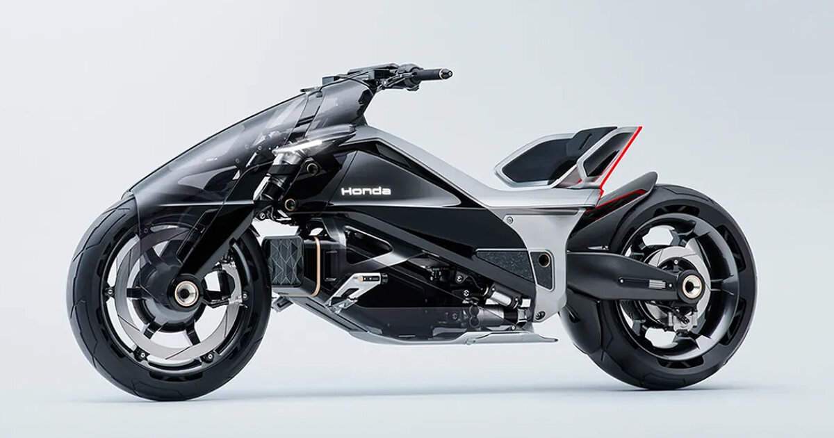 curved electric motorcycle 'outlier' comes with hooded front panel and bucket-style seat