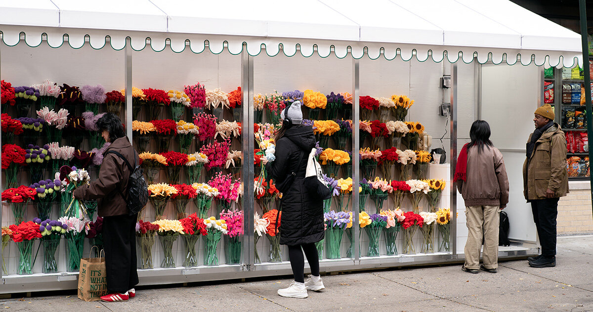 Cj hendry mimics NYC flower stands with her first permanent shop in soho