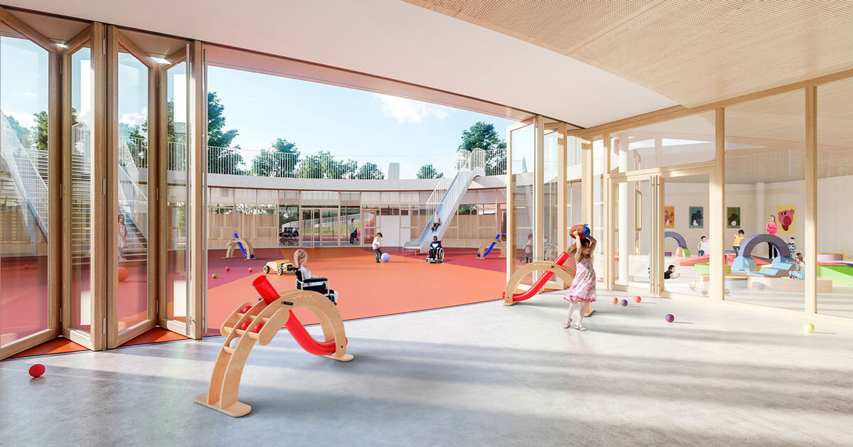 wooden boccia ramp encourages inclusive play for children with and without disabilities