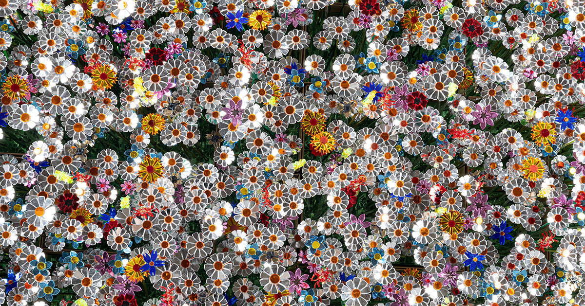 8,800 mirrored flowers from discarded acrylic reveal a data-driven portrait of the netherlands