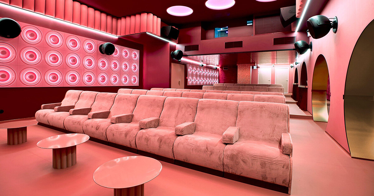 historic parisian cinema is reborn in pink tones and velvet through louis denavaut's revamp