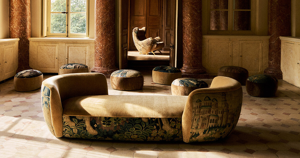 18th-century aubusson tapestries repurposed for pierre augustin rose's furniture collection
