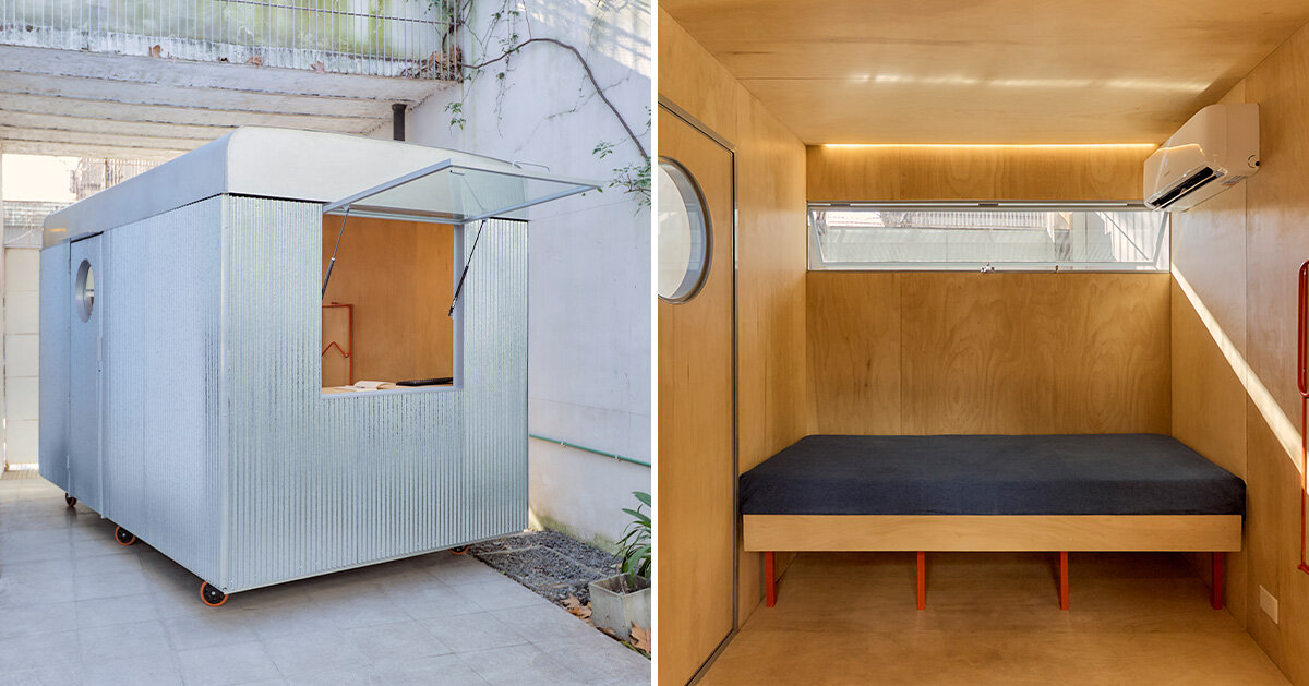 morsa taller builds a 7 sqm mobile office that rolls between sites in buenos aires