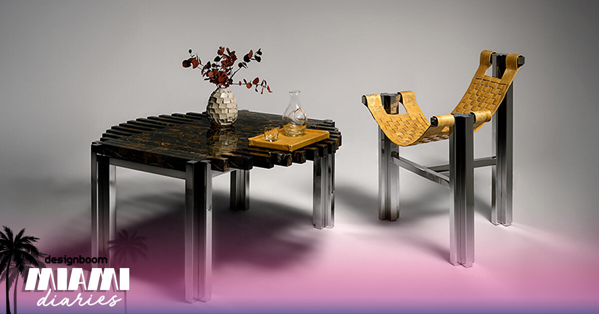 mycelium textiles and reclaimed wood anchor scenarii edition's debut at design miami 2025