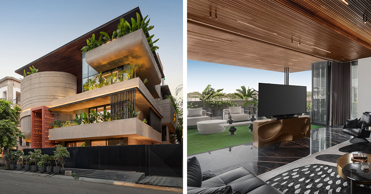 atrey and associates' brutalist home pairs climatic intelligence with material honesty