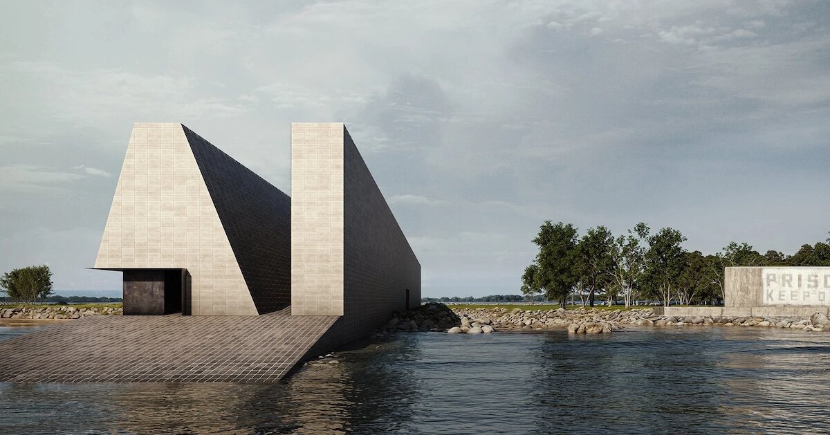 rammed earth makes up wrot studio memorial proposal for new york city public cemetery